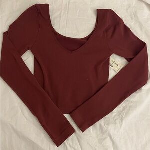 Aeropostale Women's Long Sleeve Tee - Burgundy